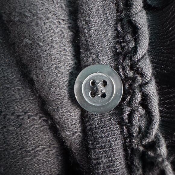 Eddie Bauer Floral Ribbon Trim Slub Knit Button Cardigan Womens Large Gray Boho - Picture 9 of 16